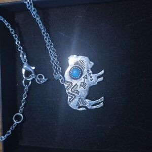 Silver Buffalo Pendant Necklace